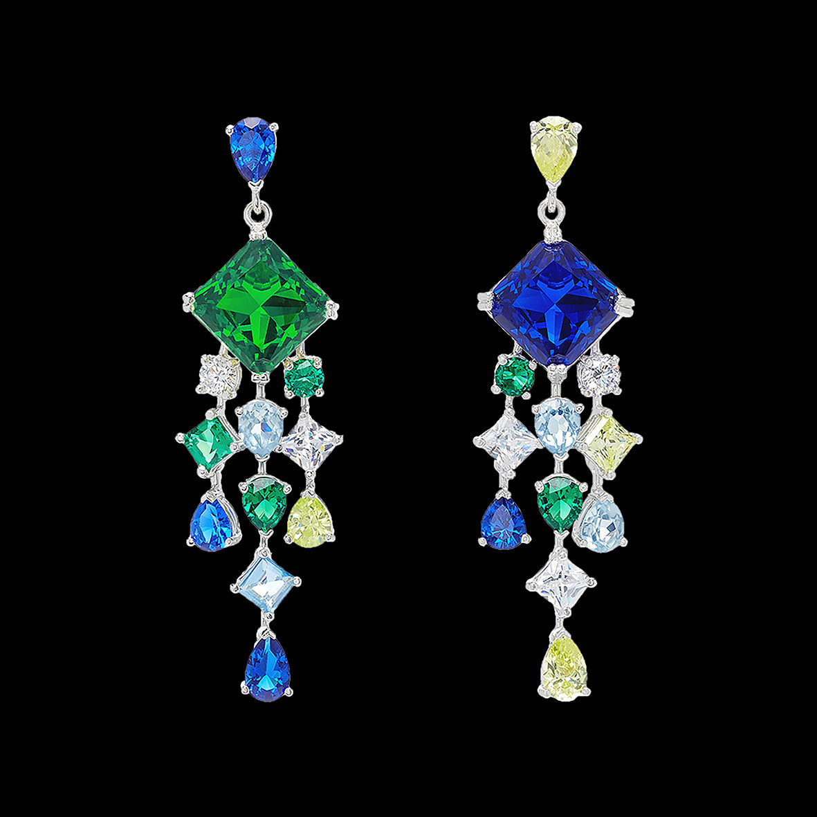 Emerald Asscher Drop Earrings, Earring, Anabela Chan Joaillerie - Fine jewelry with laboratory grown and created gemstones hand-crafted in the United Kingdom. Anabela Chan Joaillerie is the first fine jewellery brand in the world to champion laboratory-grown and created gemstones with high jewellery design, artisanal craftsmanship and a focus on ethical and sustainable innovations.